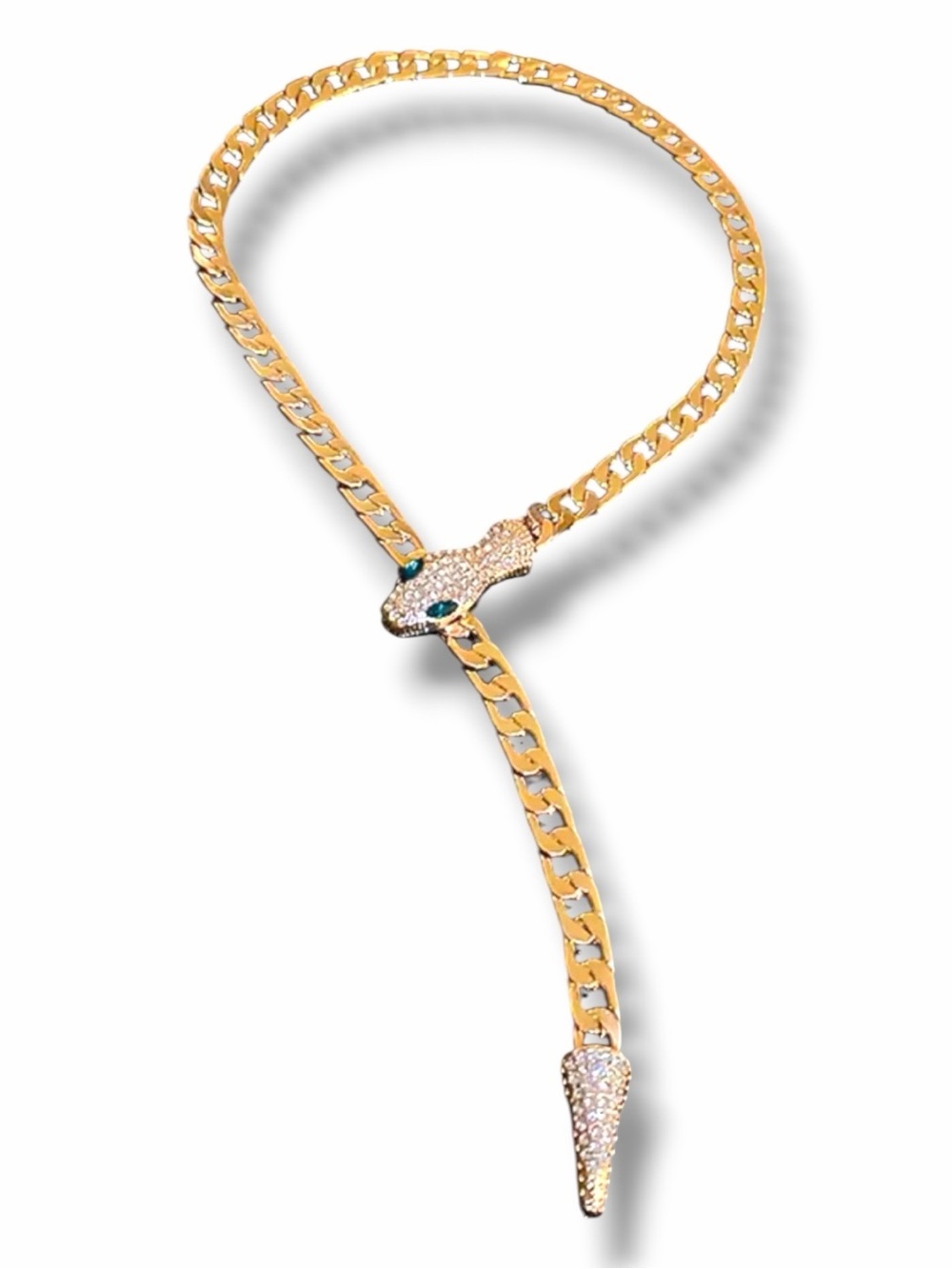 Snake serpentine serpent Gold-Tone Crystal Snake Pendant Necklace